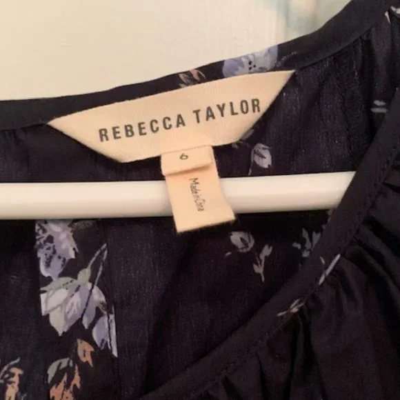 Rebecca Taylor Francine Floral Poplin Jumpsuit, Open Cape Back, Navy, Sz 6 - Picture 9 of 13